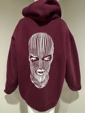 Badwood OG Ski Mask Hoodie Maroon unisex XL Made in Los Angeles